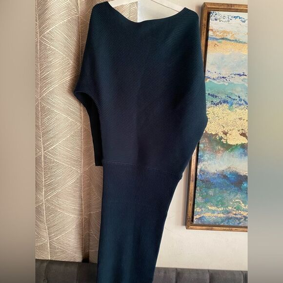 Reiss lara knit dress In Dark Green Size Small Long Sleeve Off Shoulder - Picture 3 of 13